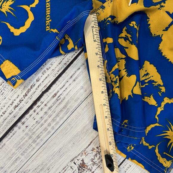 Beach Rays Hawaii Print Board Shorts Men’s 36 Yellow Blue Vintage Surf - Picture 5 of 6